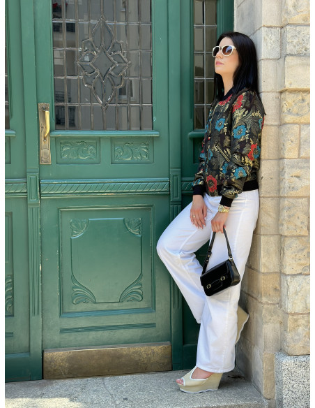 czarna kurtka damska we wzory MoWo Fashion