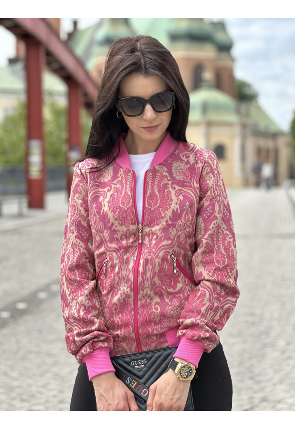 jasna bomberka damska w delikatnym odcieniu różu i beżu MoWo Fashion