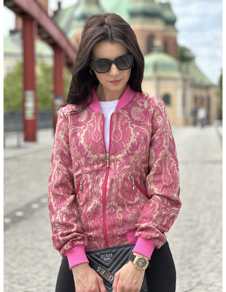 jasna bomberka damska w delikatnym odcieniu różu i beżu MoWo Fashion