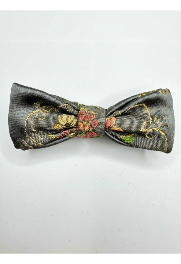 SILVER FLOWERS BOW TIE