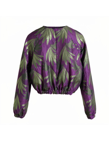 fioletowa kurtka damska we wzory