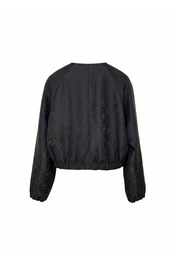 czekoladowa damska krótka damska kurtka w żakardowe wzory 2